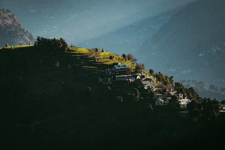 Morning light on a hillside village in Dalhousie