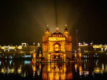 Golden Temple, Amritsar, lit up at night