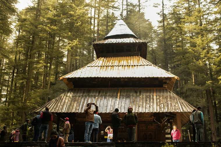 Hadimba Devi temple among the deodars in Manali
