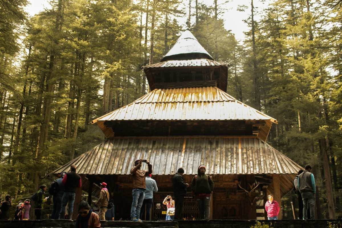 Hadimba Devi temple among the deodars in Manali