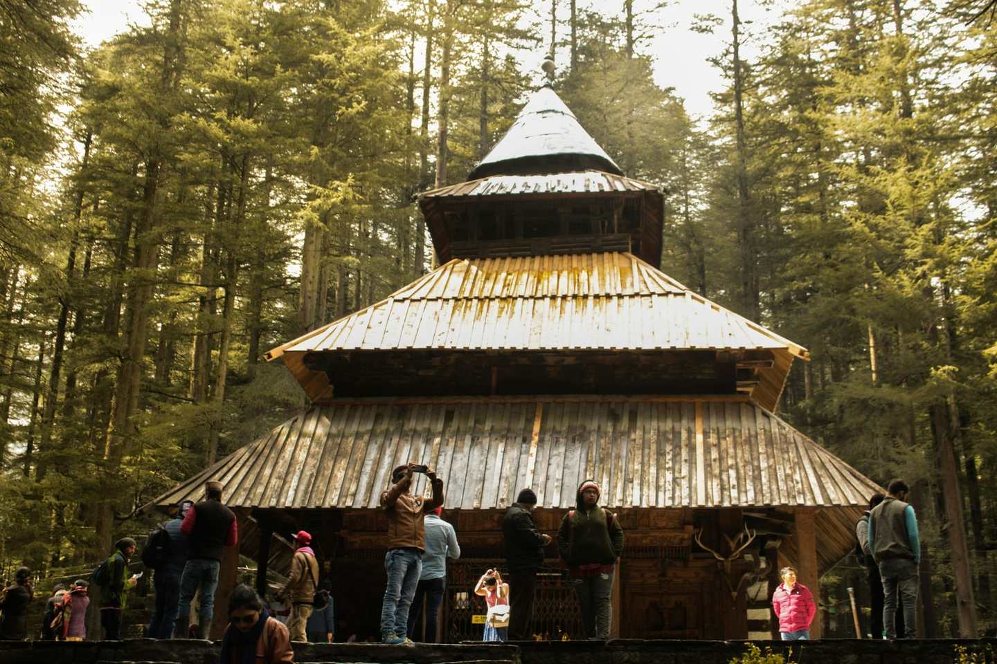 Hadimba Devi temple among the deodars in Manali