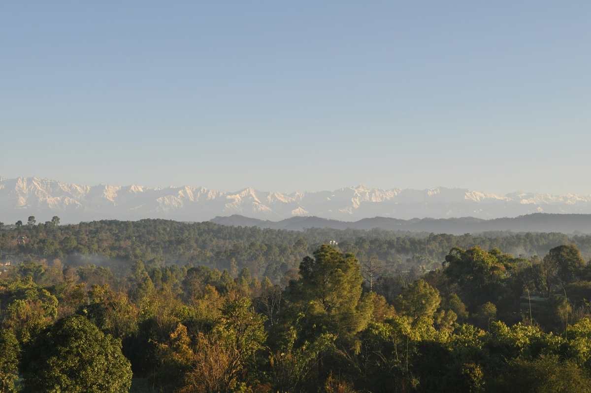The Dhauladhar range on a winter morning, seen from Hamirpur district