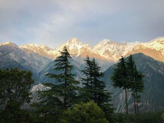 Kinnaur Kailash range above Kalpa at sunrise