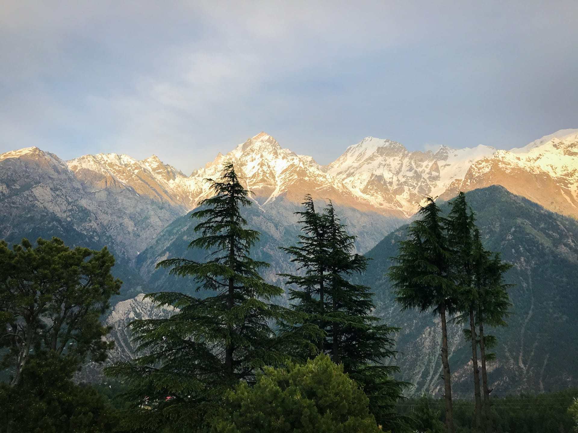 Kinnaur Kailash range above Kalpa at sunrise