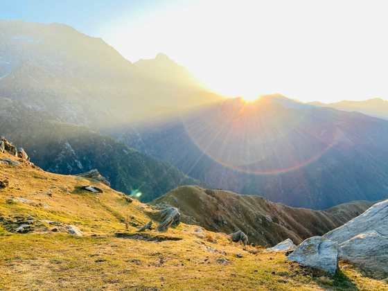 Morning sun over the Dhauladhar from Triund